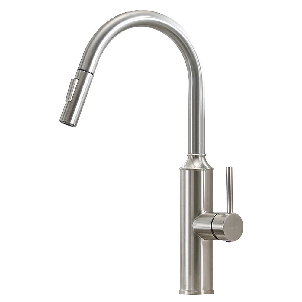 VESLA HOME Commercial Lead Free Single-Handle Stainless Steel High Arch Pull Down Sprayer Kitchen Sink Faucet, Kitchen Faucets Brushed Nickel