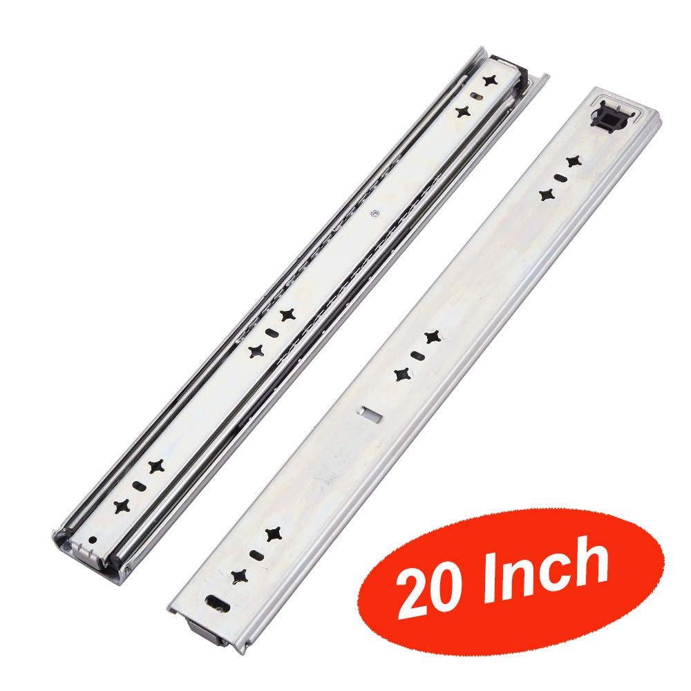 VESLA HOME 250 LB Soft Close Hardware Ball Bearing Side Mount Full Extension Drawer Slides, 1 Pair 20 Inches Length 3 Inches Wide, Heavy Duty Slides